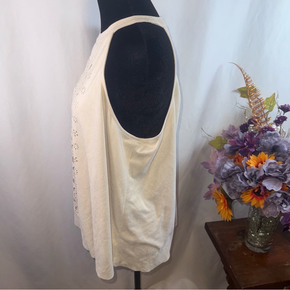 A Beautiful Soul Cream Laser Cut Halter Top Boho Sleeveless XL - Picture 3 of 8
